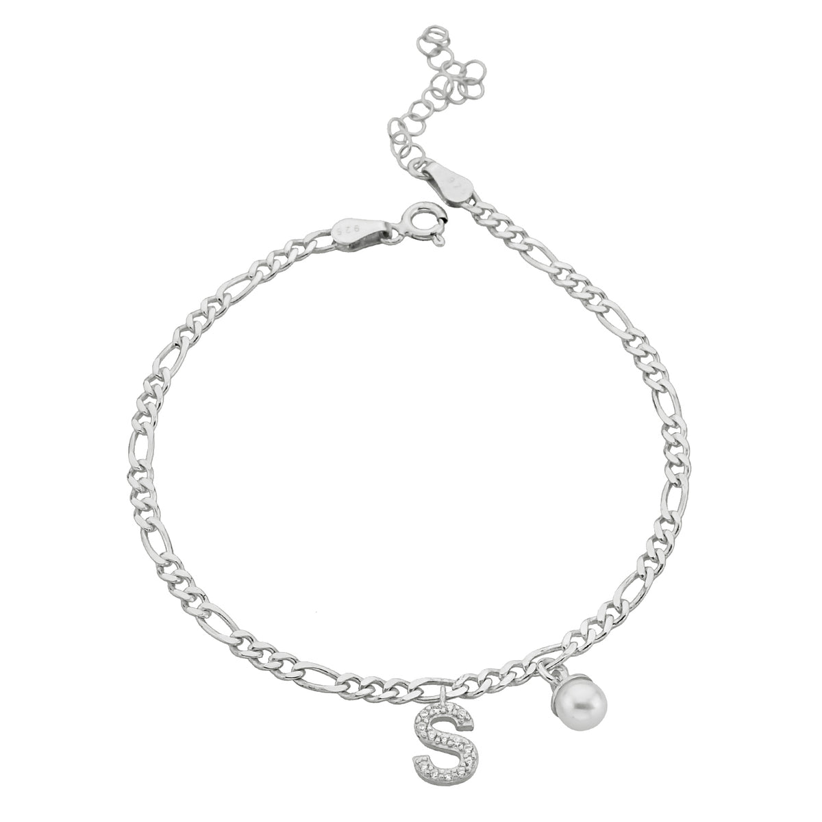 Pearl-Buchstaben-Armkette aus 925er Silber – Ansicht 2