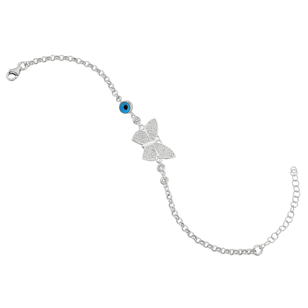 Butterfly-Nazar-Armkette aus 925er Silber – Ansicht 2
