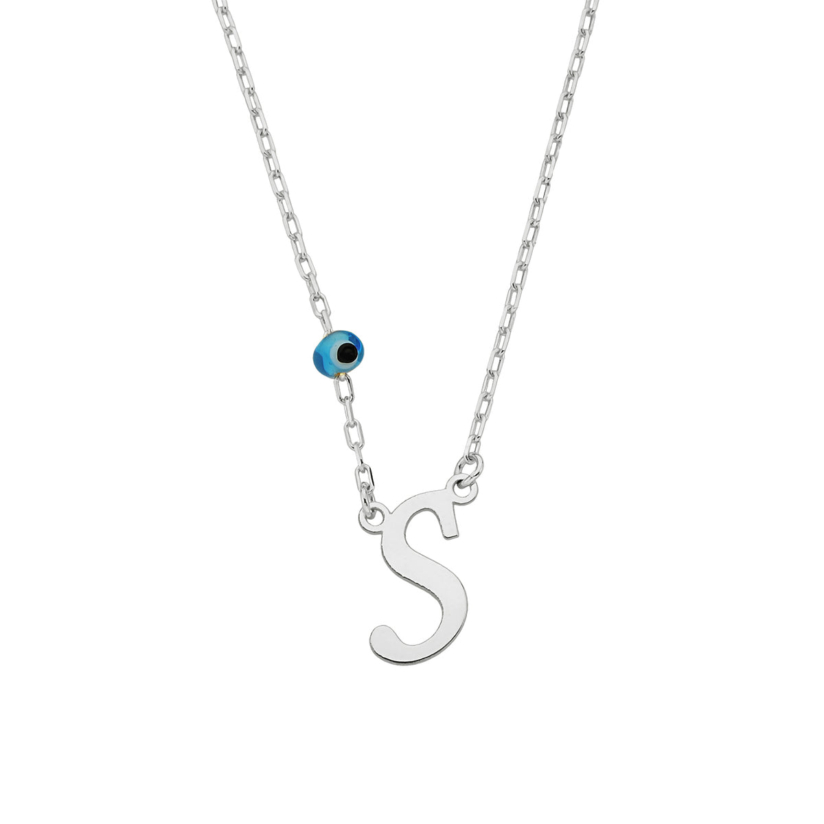 Buchstabenkette mit blauem Auge aus 925er Silber – Ansicht 2