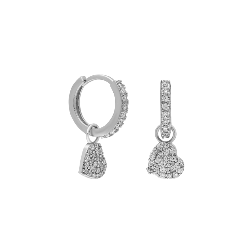 Mini-Herz-Ohrringe mit Zirkonia aus 925er Silber – Ansicht 2