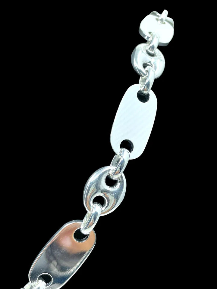 Plattenbohnenkette 12mm - Silber 925