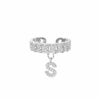 Iced-Out-Buchstabenring aus 925er Silber – Ansicht 2