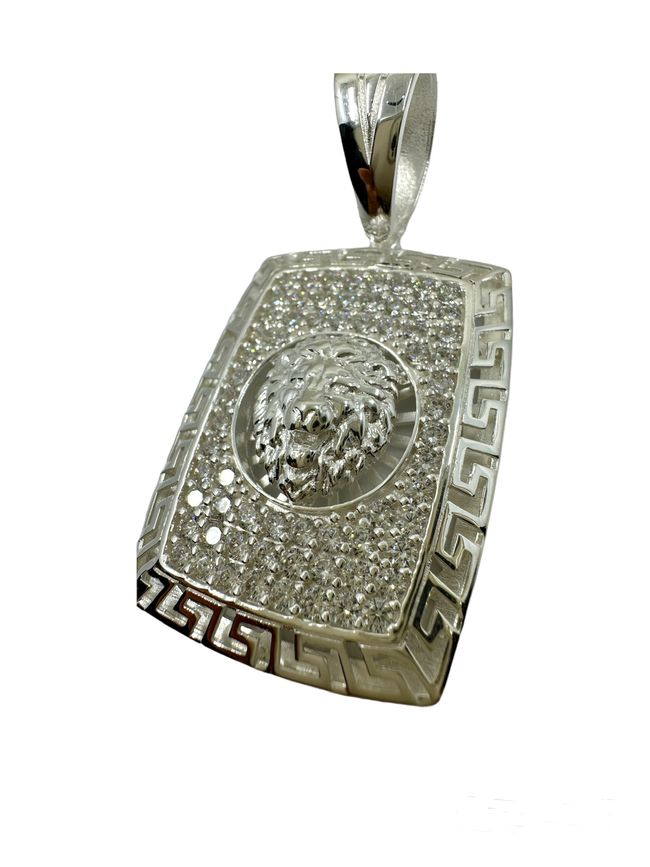 Großer Iced-Out-Löwen-Anhänger aus 925er Sterlingsilber – Ansicht 2