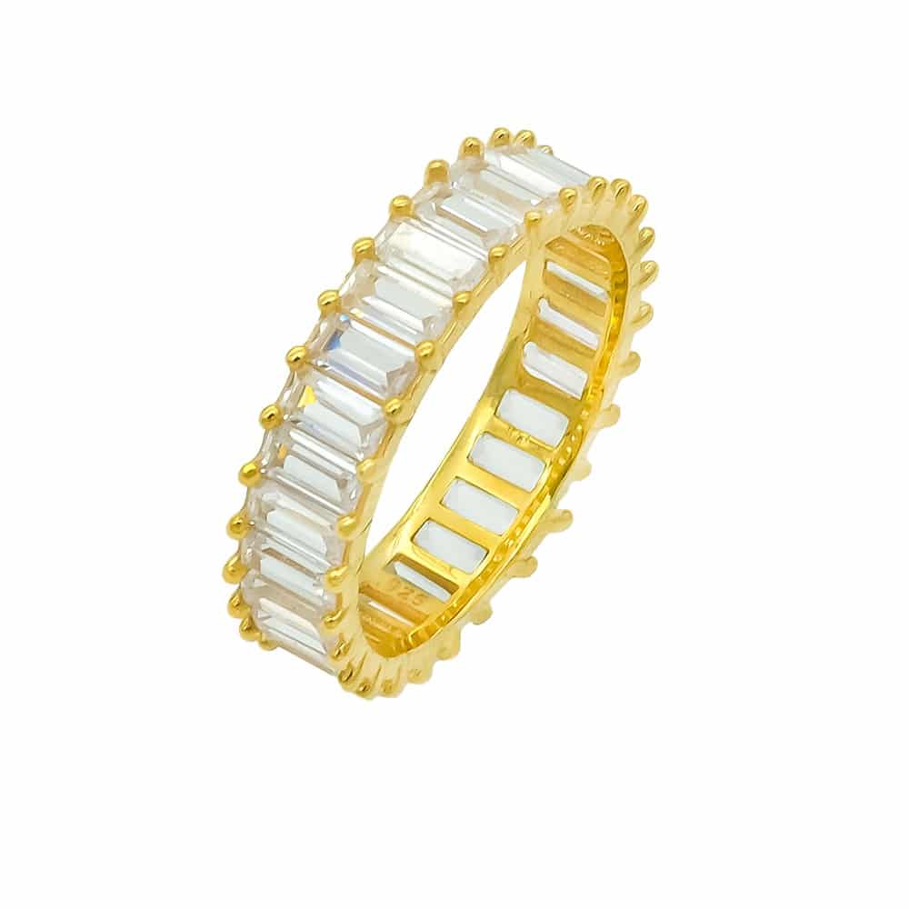 Baguette Stones Ring mit Zirkonia aus 925er Silber