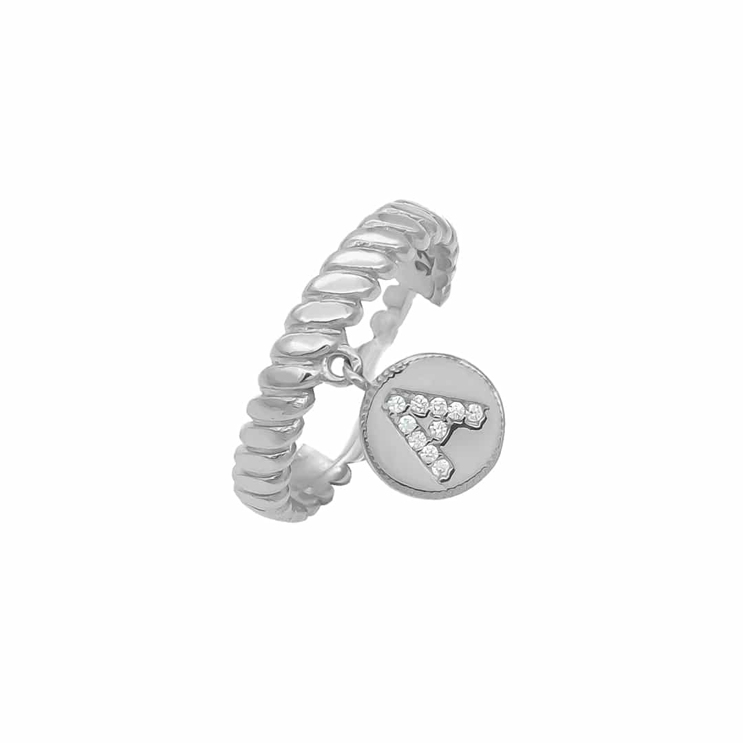Burma-Ring mit Buchstaben-Plättchen aus 925er Silber – Ansicht 2