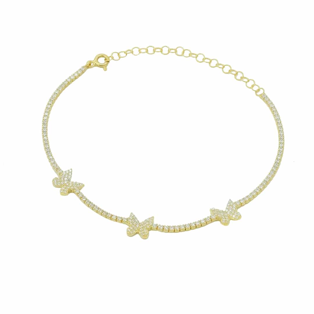Full Chain Butterfly-Armkette aus 925er Silber, vergoldet