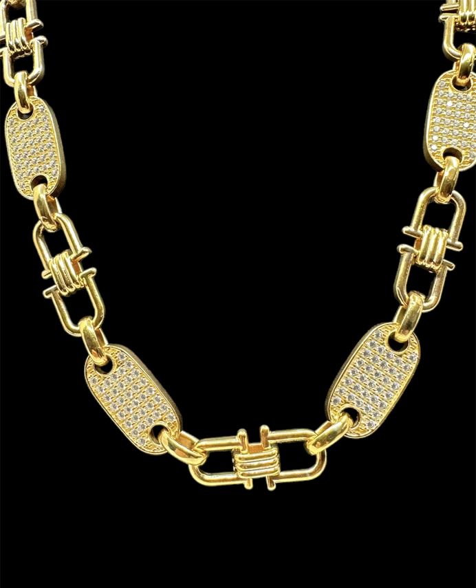 ICED OUT PLATTENKETTE (Steigbügelkette) 18 Karat Vergoldet – 12MM BREIT SILBER 925 (2)