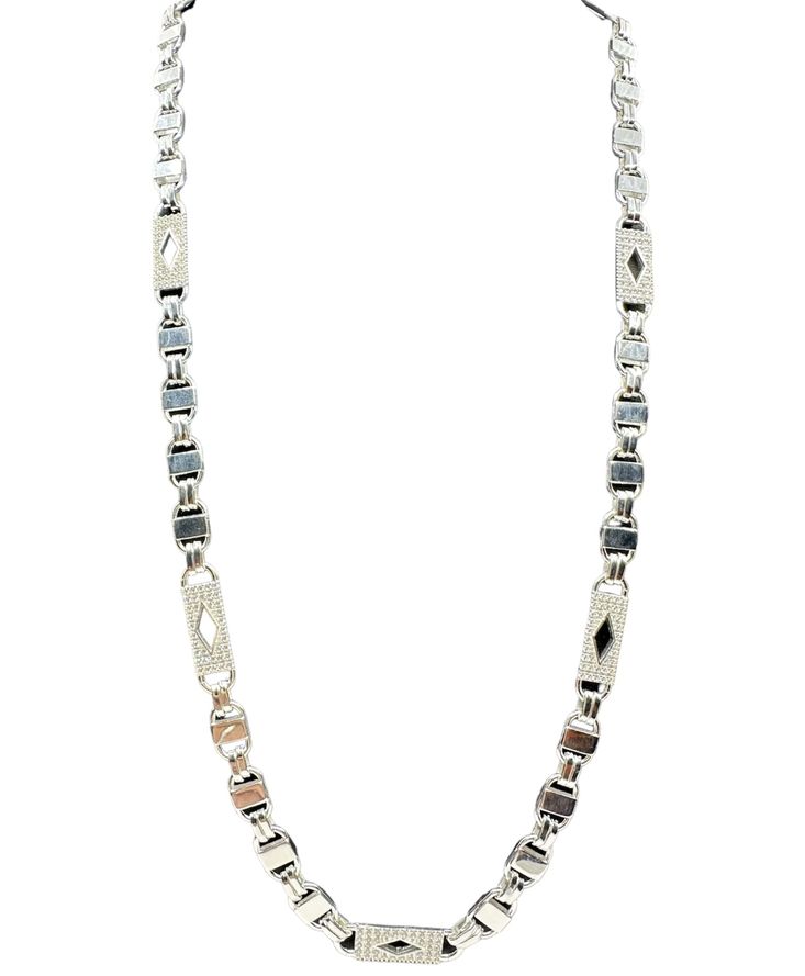 ICED OUT PLATTENKETTE (Steigbügelkette) – 7MM BREIT 60-70 CM – SILBER 925 (2)