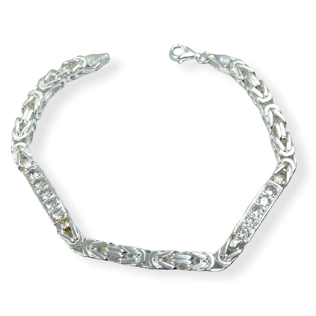 Königskette Armband Iced Out 6 mm aus 925er Sterlingsilber mit Zirkonia