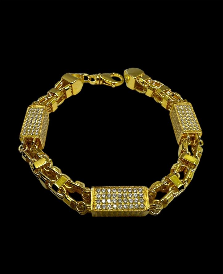 Käfigkette Armband Iced Out 8,5 mm aus 925er Silber, vergoldet – Ansicht 3