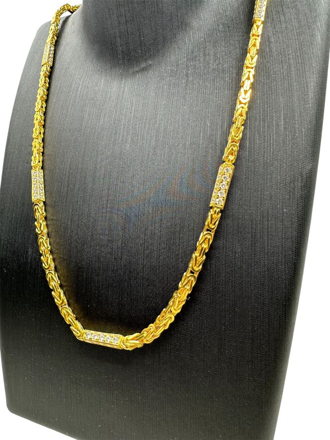 Königskette ICED OUT- 4 mm breit 60-70cm lang – Silber Vergoldet (2)