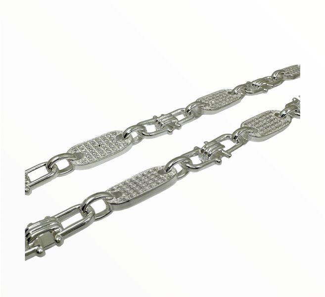 Plattenkette Iced Out (Steigbügelkette) 12 mm aus 925er Silber – Ansicht 5