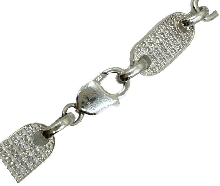 Plattenkette Iced Out (Steigbügelkette) 12 mm aus 925er Silber – Ansicht 4