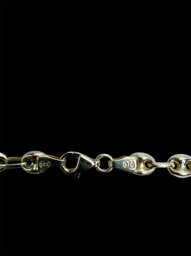 Platten-Bohnen-Kette 5 mm aus 925er Silber – Ansicht 3