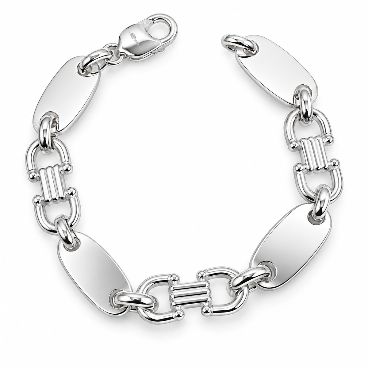 Plattenkette Armband 10 mm aus 925er Sterlingsilber – Ansicht 2