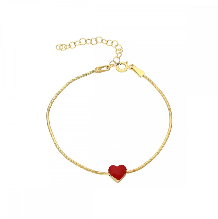 Armband mit rotem Herz aus 925er Silber