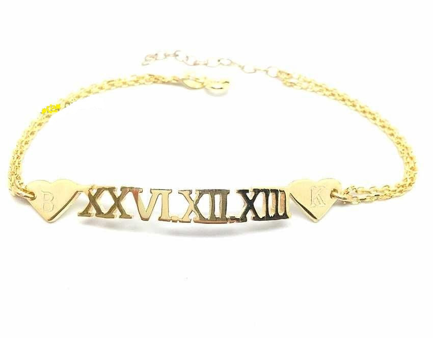 Armband mit römischem Datum aus 925er Sterlingsilber