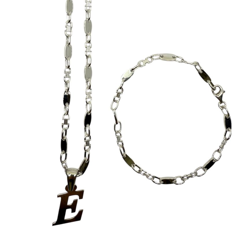 Set Plattenkette 4,5 mm mit Armband und Wunschbuchstabe – Ansicht 5