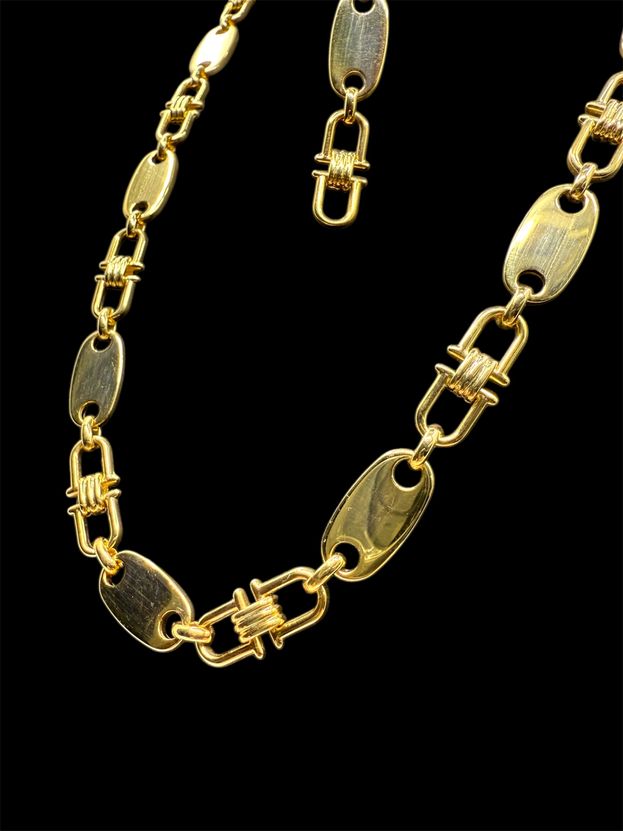 Set Plattenkette 10 mm und Armband, 14 Karat vergoldet – Ansicht 3