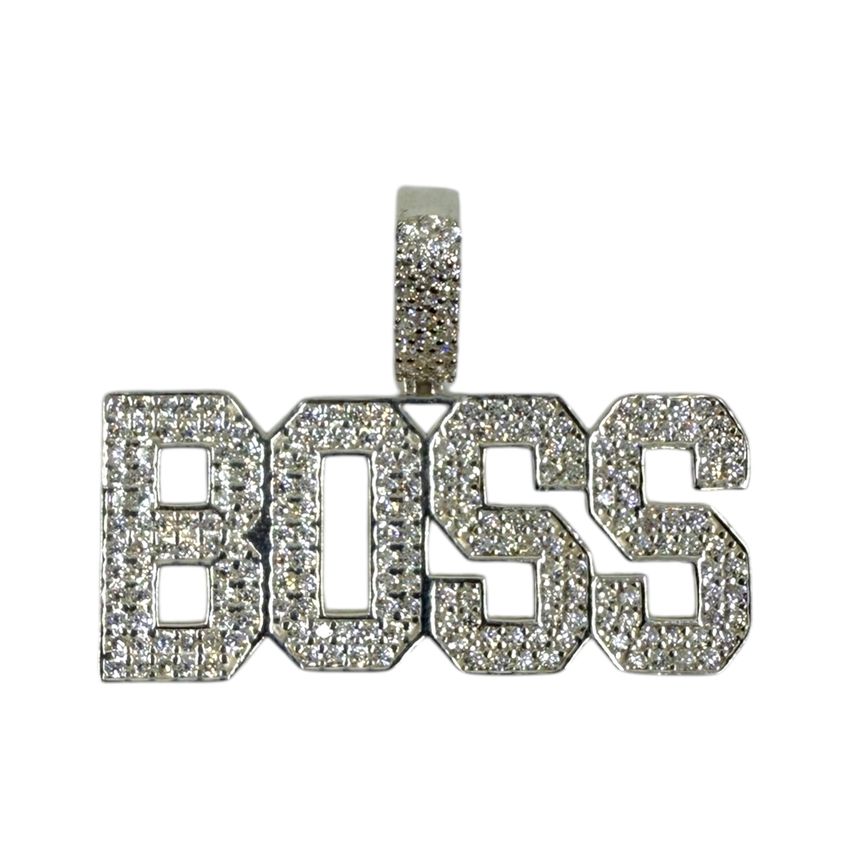Silber 925 Boss Anhänger Iced Out