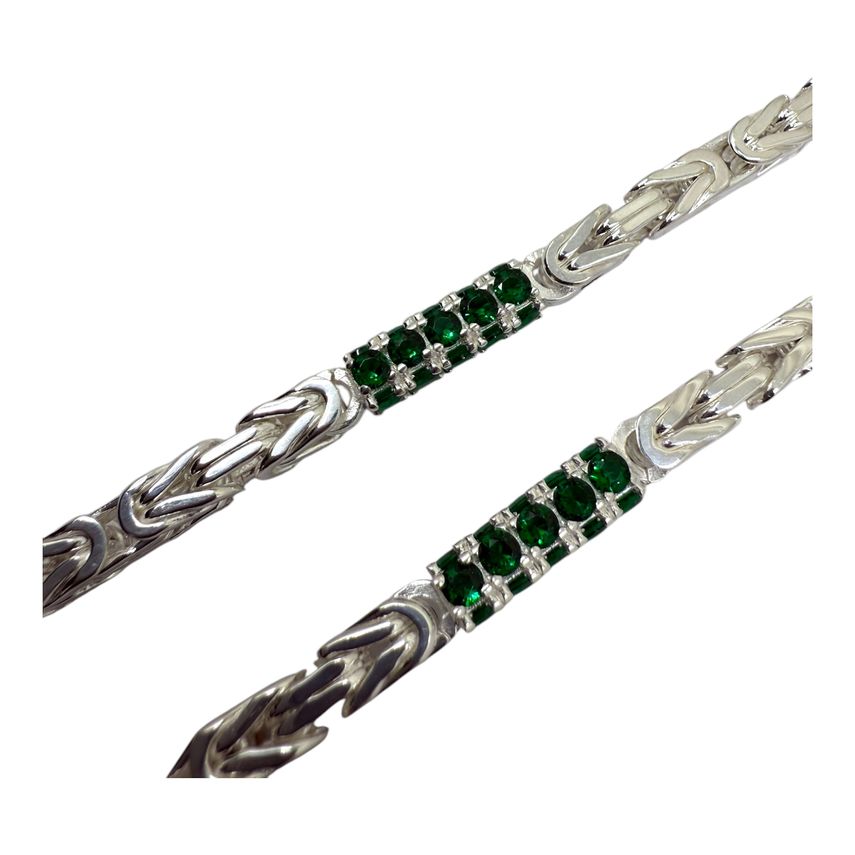 Königskette Iced Out 2.0 4 mm mit grünen Zirkonia aus 925er Silber – Ansicht 5