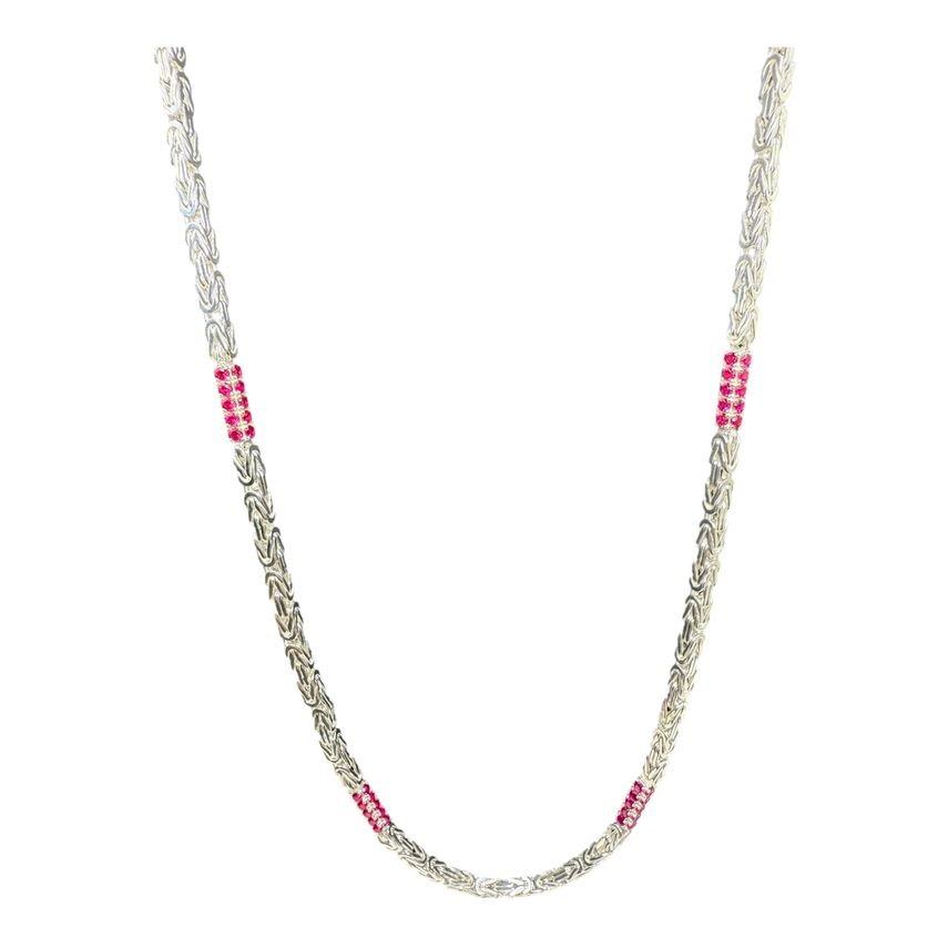 Königskette Iced Out 2.0 4 mm mit roten Zirkonia aus 925er Silber