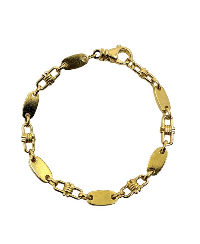 Plattenkette Armband 6.5mm aus 925 Sterling Silber 18 Karat Vergoldet