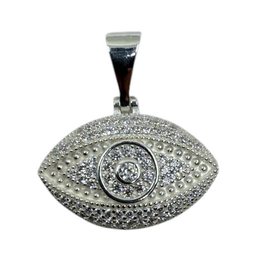 Iced-Out-Anhänger im Auge-Design aus Silber
