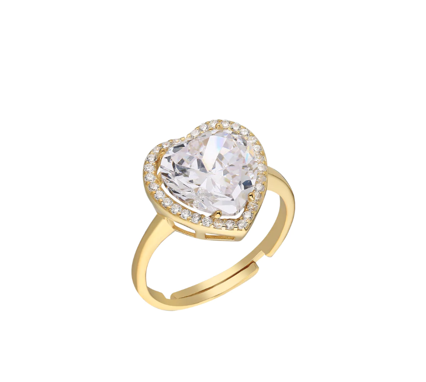 Weißer Herzring aus 925er Silber
