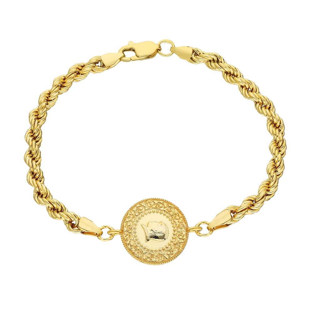 Das Wirbelarmband Ceyrek ist ein elegantes Schmuckstück, das mit seiner 18 Karat Vergoldung und dem einzigartigen Design zu einem stilvollen Highlight wird.