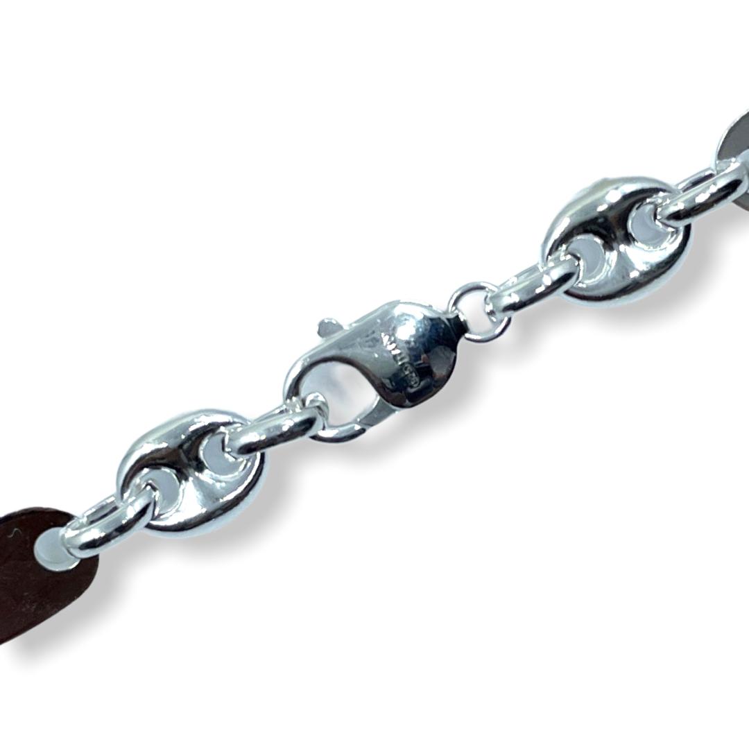 Platten-Bohnenkette 10 mm aus 925er Silber – Ansicht 4