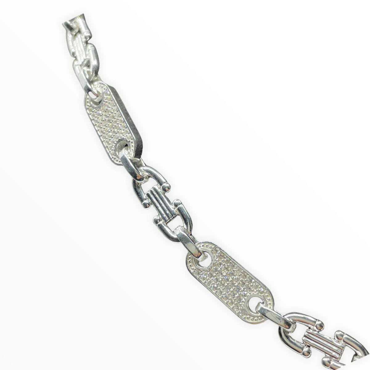 Plattenkette Iced Out (Steigbügelkette) 6 mm aus 925er Silber – Ansicht 3