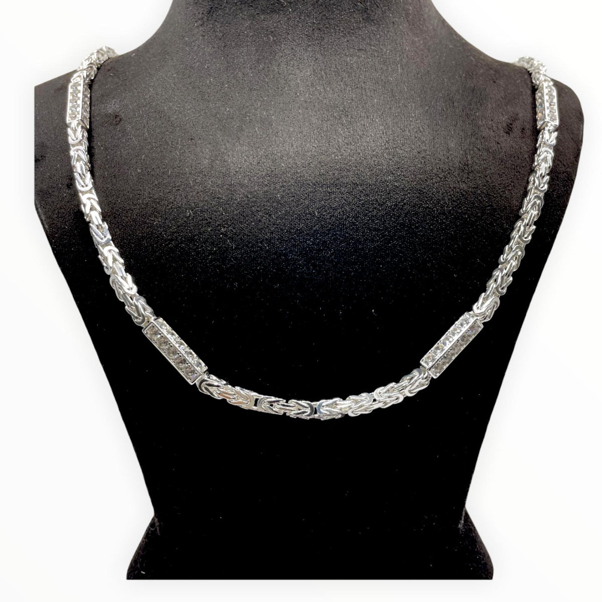 Königskette ICED OUT- 4 mm breit 60-70cm lang – Silber 925er
