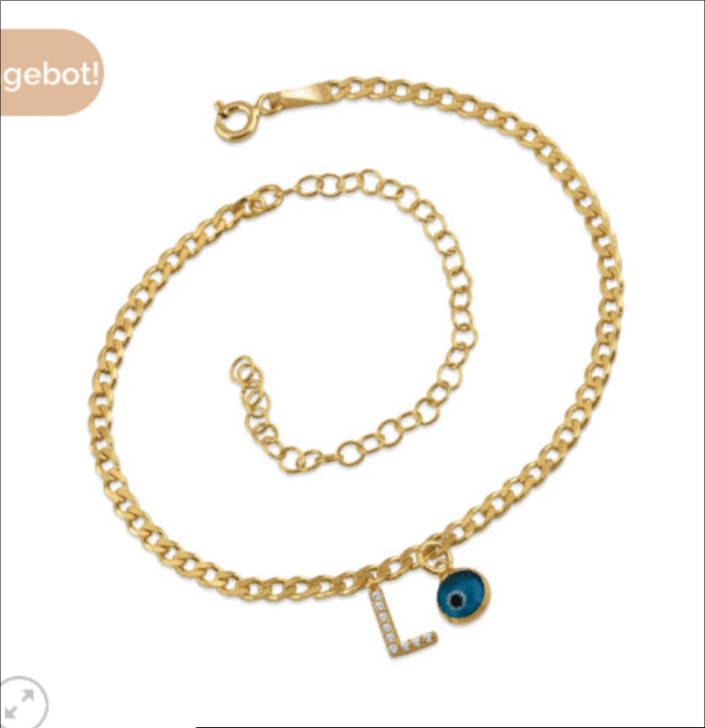 Gourmet-Fußkette mit Buchstabe aus 925er Silber