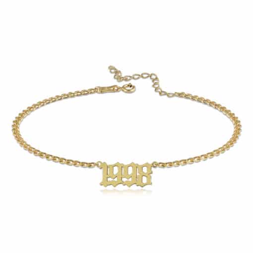 Datum-Fußkette im Cuban-Stil aus 925er Silber