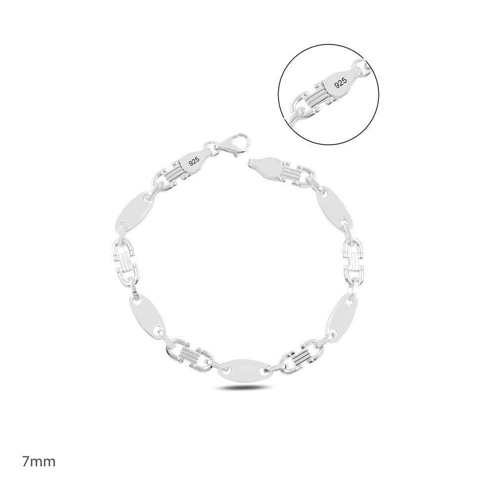 Plattenkette Armband 6mm aus 925 Sterling Silber