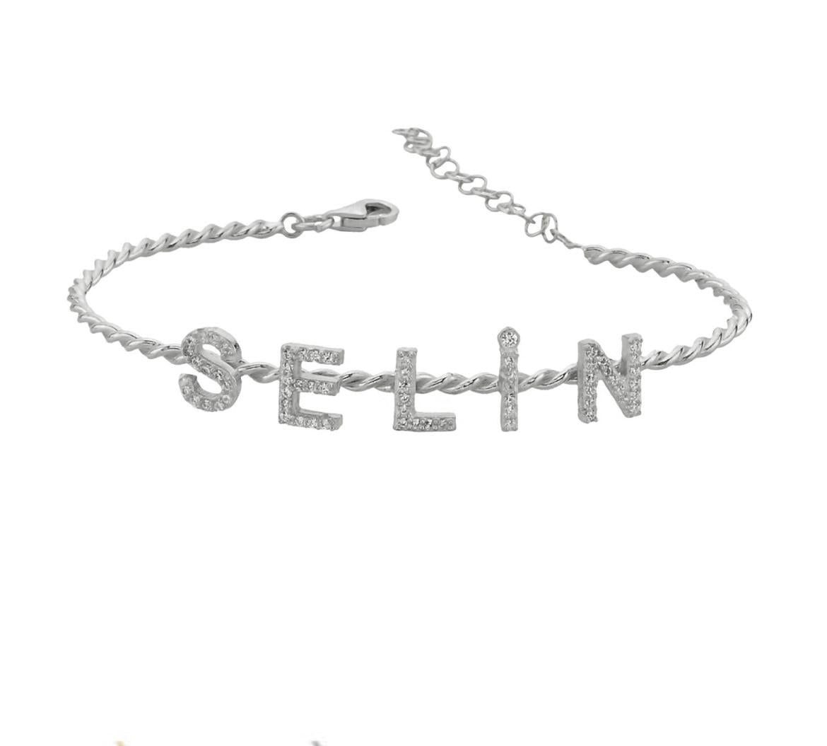Burma-Armband mit Zirkonia-Buchstaben aus 925er Silber – Ansicht 2