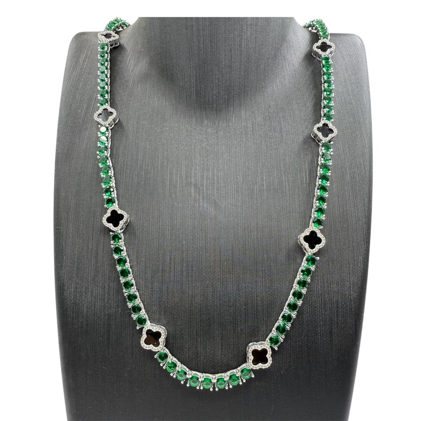 Tennis-Blatt-Kette aus 925er Silber