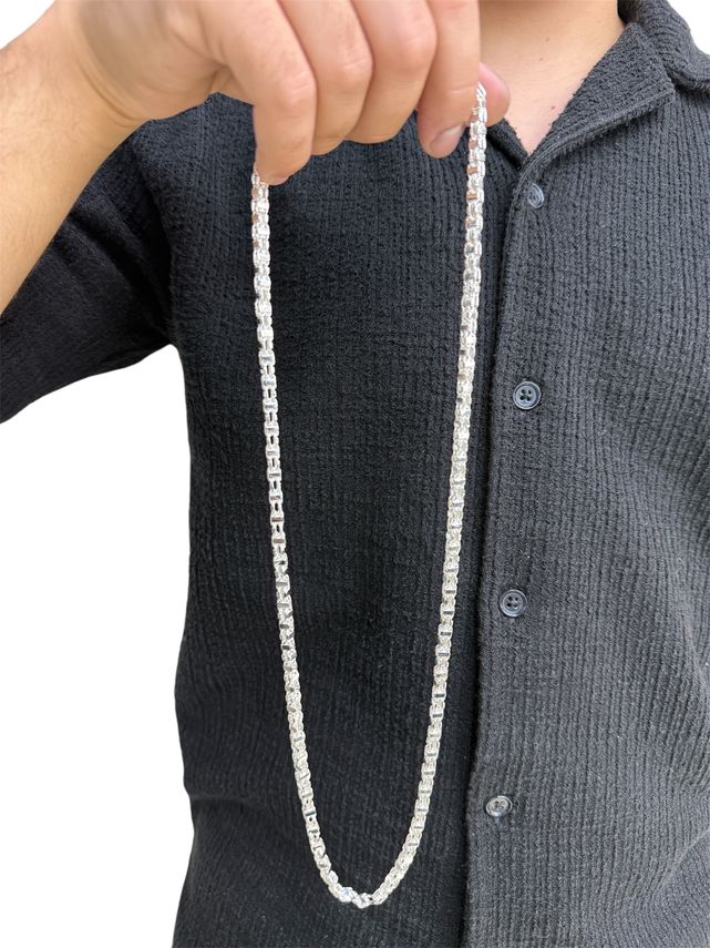KÄFIGKETTE / MAGNUMKETTE - 5MM Silber Käfigkette Massiv, handgefertigt
