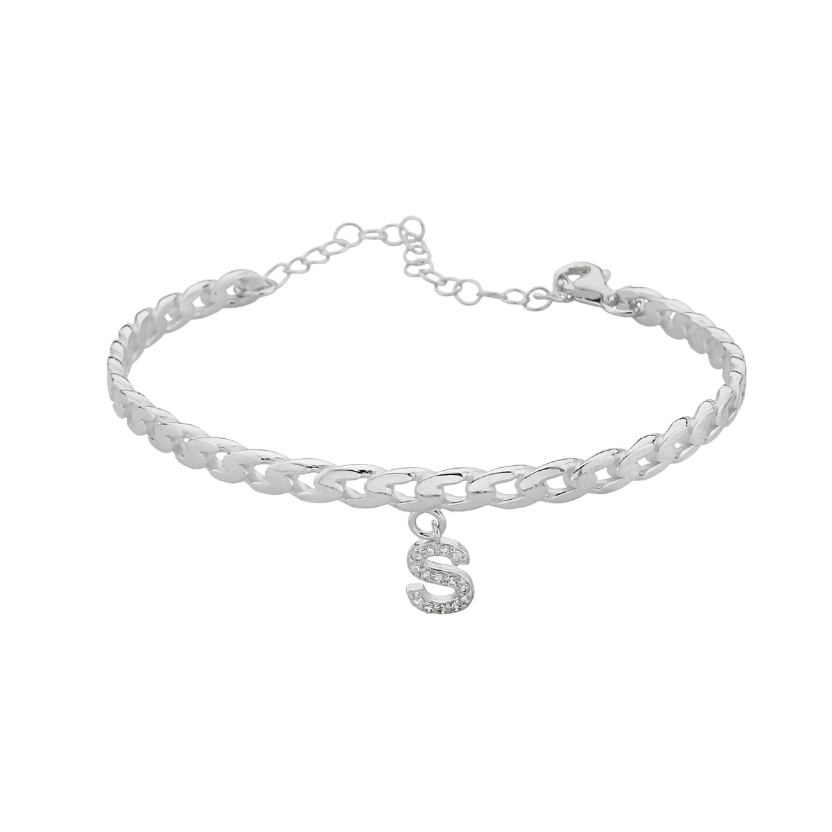 Armreif mit Zirkonia-Initiale aus 925er Silber
