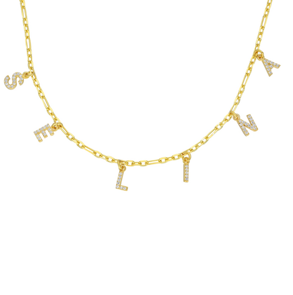 Choker-Namenskette mit Zirkonia aus 925er Silber