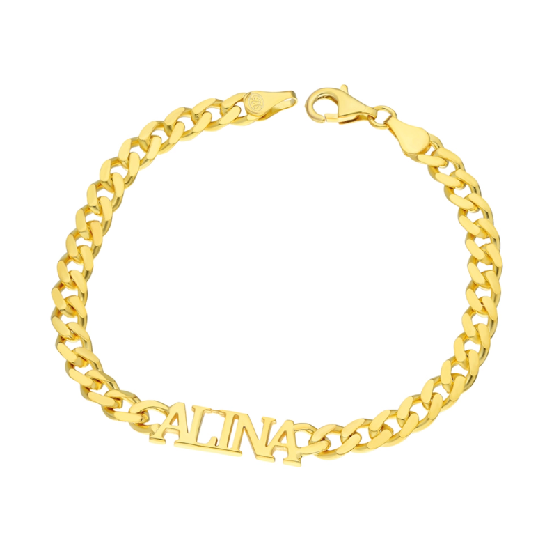Cuban-Link-Namensarmkette aus 925er Silber