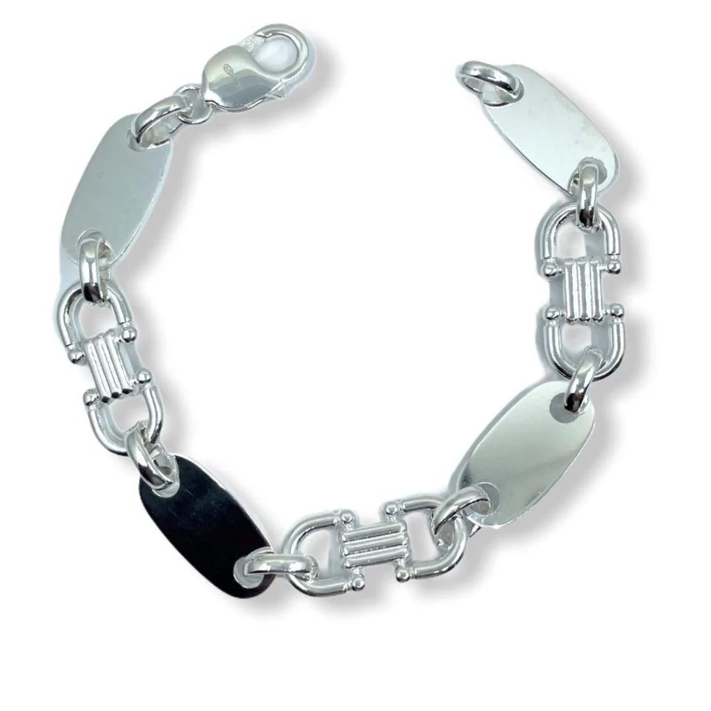Plattenkette Armband 12mm aus 925 Sterling Silber