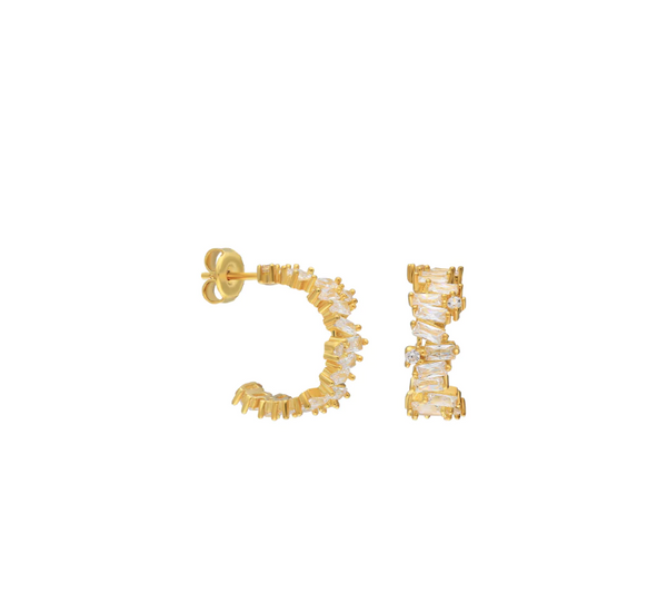 Baguette-Cross-Ohrringe mit Zirkonia aus 925er Silber