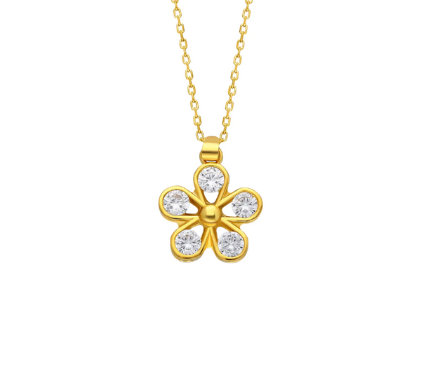 Daisy-Halskette mit Zirkonia aus 925er Silber