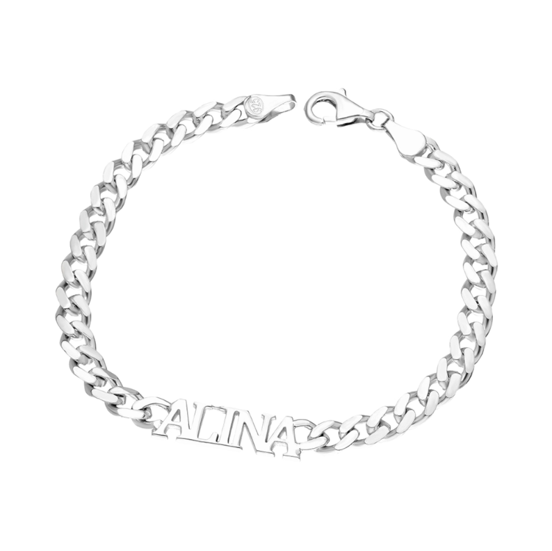 Cuban-Link-Namensarmkette aus 925er Silber – Ansicht 3