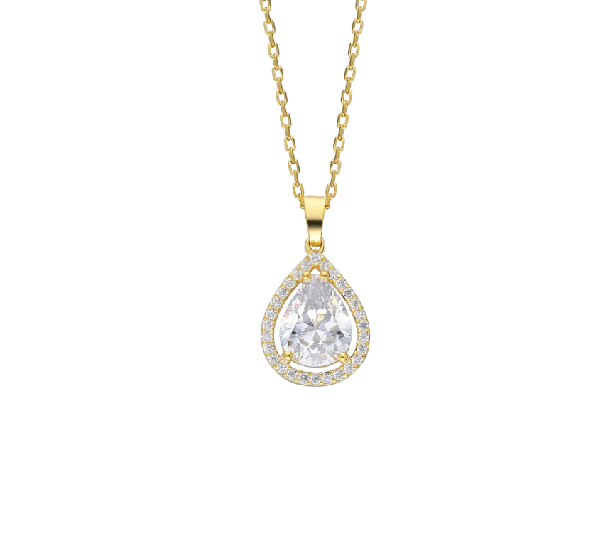 Drop-Halskette mit Zirkonia aus 925er Silber