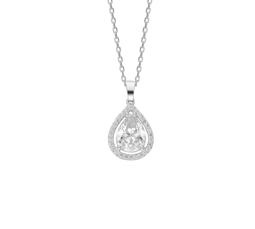 Drop-Halskette mit Zirkonia aus 925er Silber – Ansicht 2