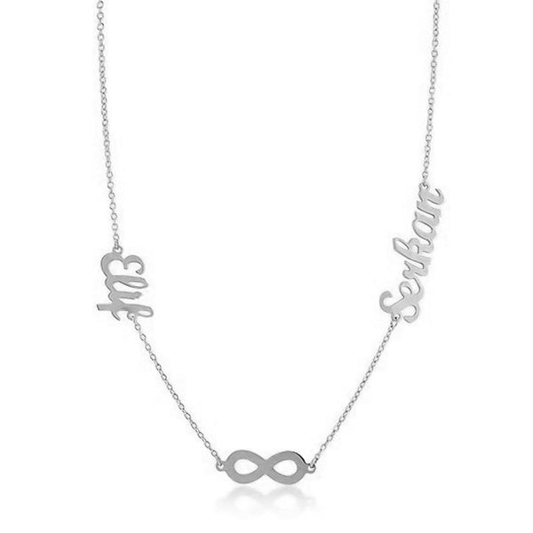 Infinity-Namenskette mit zwei Namen aus 925er Silber