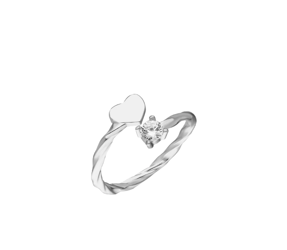 Herz-Diamond-Ring aus 925er Silber – Ansicht 2